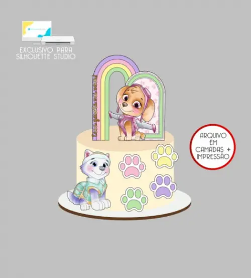 3812 - Arquivo Topo de Bolo Skye e Everest Patrulha Canina