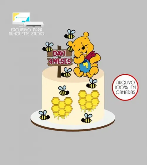 382 - Arquivo Topo de Bolo Ursinho Pooh