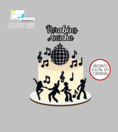 3826 - Arquivo Topo de Bolo Anos 80 Discoteca