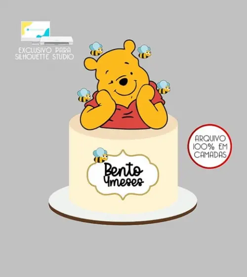 383 - Arquivo Topo de Bolo Ursinho Pooh