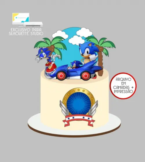 3841 - Arquivo Topo de Bolo Sonic