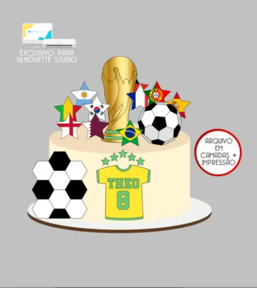 3856 - Arquivo Topo de Bolo Copa do Mundo Brasil