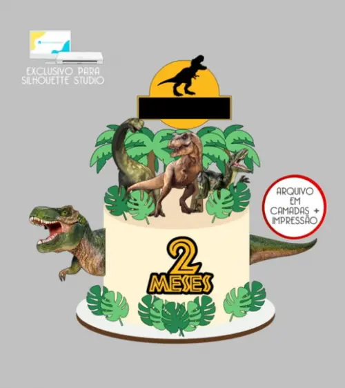 3866 - Arquivo Topo de Bolo Dinossauro Jurassic Park