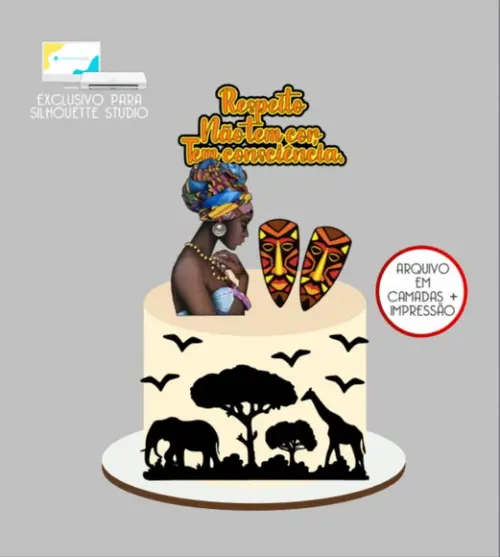 3879 - Arquivo Topo de Bolo Consciência Negra Afro