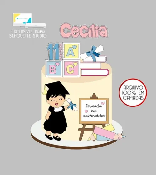389 - Arquivo Topo de Bolo Formatura Mesversario Menina