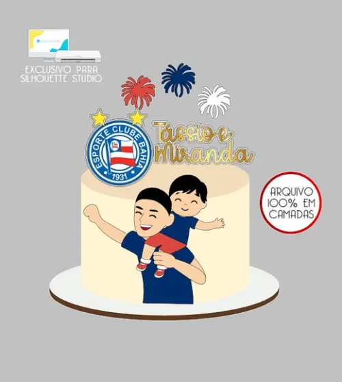 391 - Arquivo Topo de Bolo Futebol Bahia Pai e Filho
