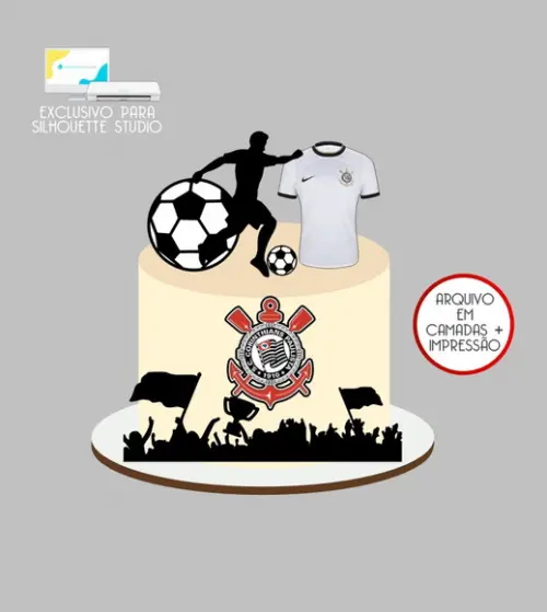 3926 - Arquivo Topo de Bolo Futebol Corinthians