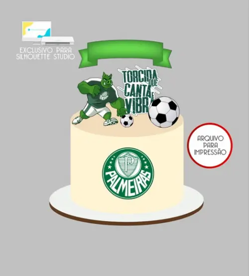 3929 - Arquivo Topo de Bolo Time Palmeiras Mascote