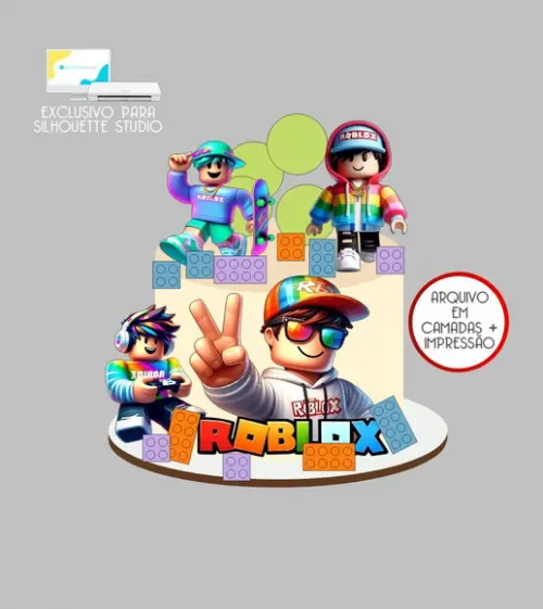 3933 - Arquivo Topo de Bolo Roblox Lego 3d