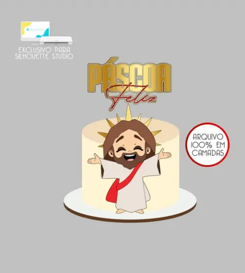 3941 - Arquivo Topo de Bolo Jesus Páscoa Cristã