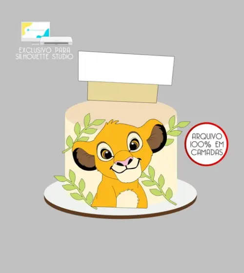 3944 - Arquivo Topo de Bolo Simba o Rei Leão