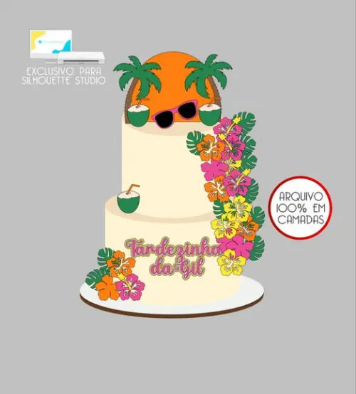 3961 - Arquivo Topo de Bolo Praia Tardezinha Flores