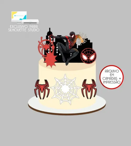 3975 - Arquivo Topo de Bolo Homem Aranha Miles Morales