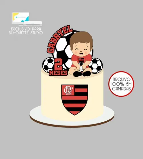 3974 - Arquivo Topo de Bolo Flamengo Menino Baby