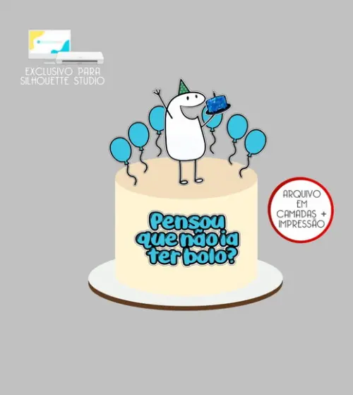 3993 - Arquivo Topo de Bolo Flork Pensou Que Não Ia Ter Bolo