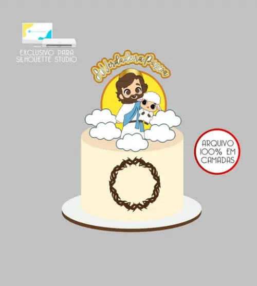 3994 - Arquivo Topo de Bolo Jesus a Verdadeira Páscoa