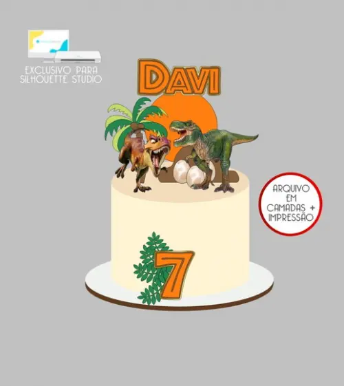 3999 - Arquivo Topo de Bolo Dinossauro Jurassic Park