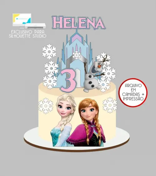 4010 - Arquivo Topo de Bolo Frozen Anna e Elsa