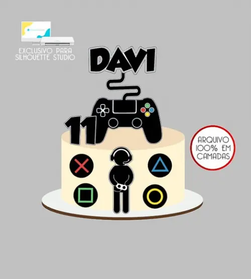 402 - Arquivo Topo de Bolo Video Game Playstation