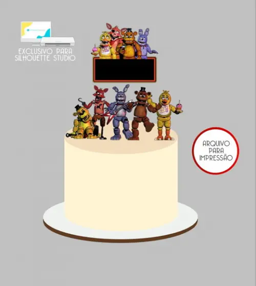 4026 - Arquivo Topo de Bolo Animatronics Five Nights