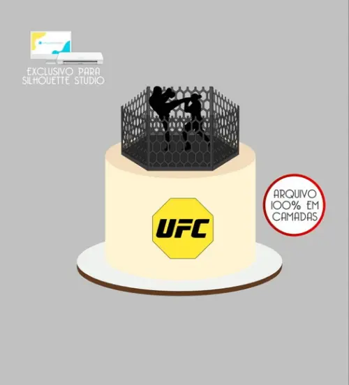 4047 - Arquivo Topo de Bolo Ufc Octógono 3d