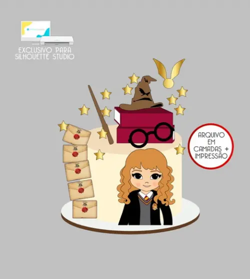 4052 - Arquivo Topo de Bolo Hermione Harry Potter