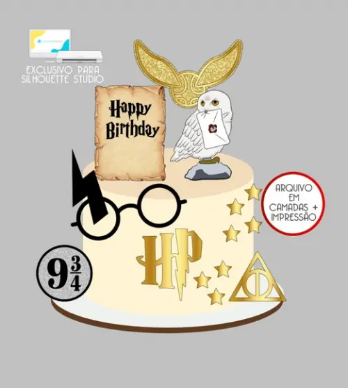 4053 - Arquivo Topo de Bolo Harry Potter
