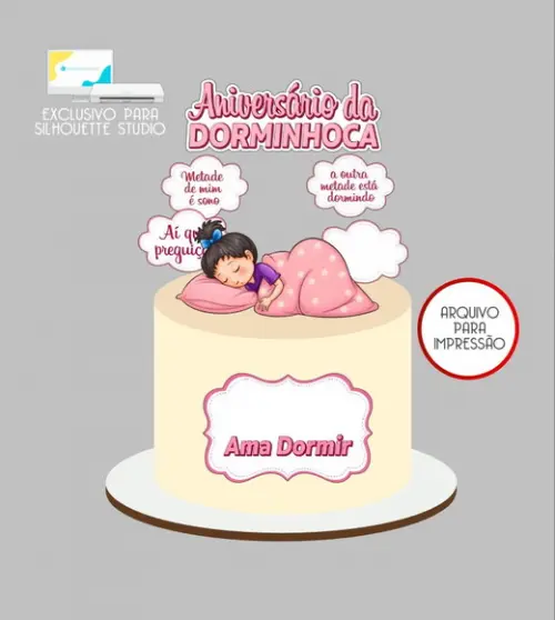 4063 - Arquivo Topo de Bolo Dorminhoca Menina