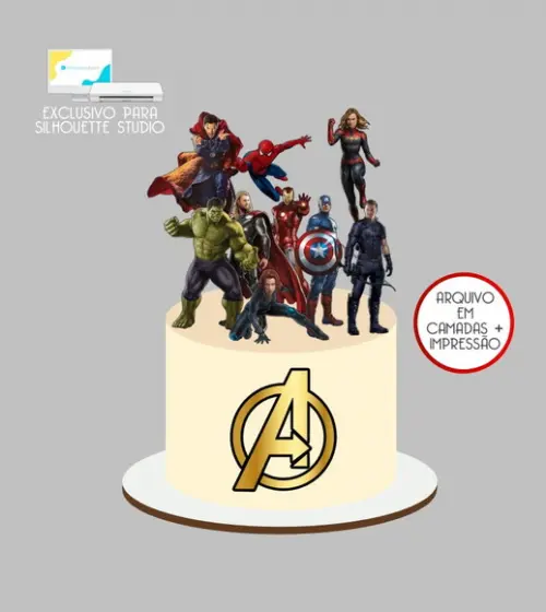 4071 - Arquivo Topo de Bolo Vingadores Super Heróis