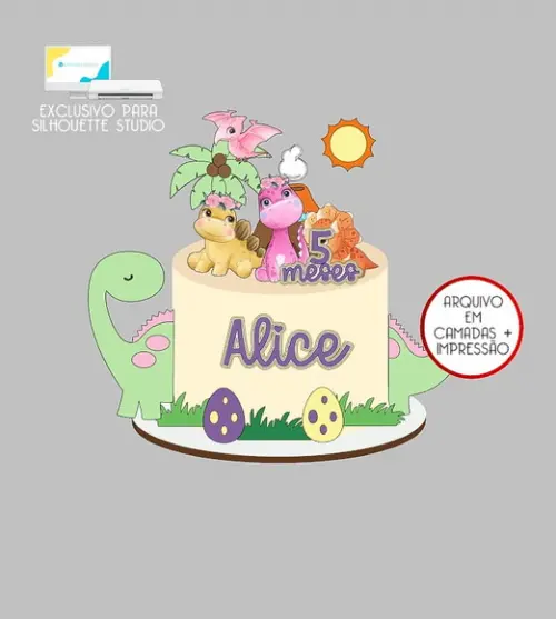 408 - Arquivo Topo de Bolo Dinossauro