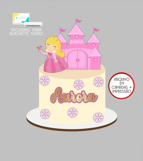 4080 - Arquivo Topo de Bolo Princesa Aurora Baby