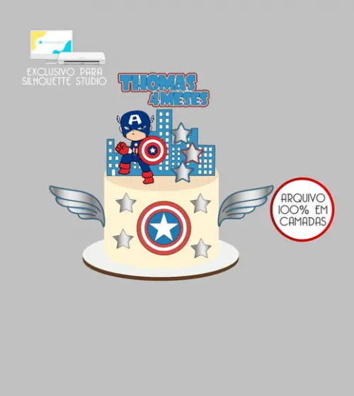 4091 - Arquivo Topo de Bolo Capitão América