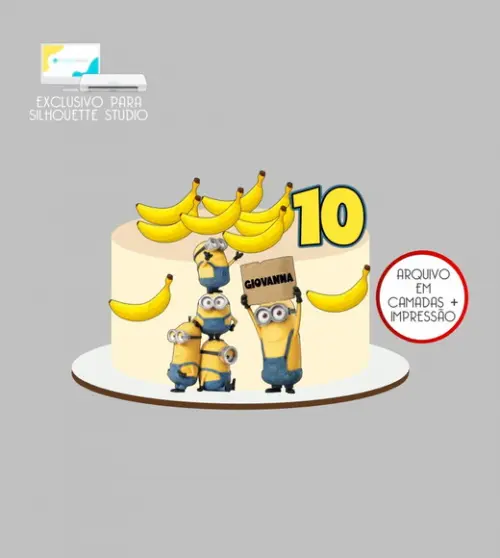 4106 - Arquivo Topo de Bolo Minions Bananas
