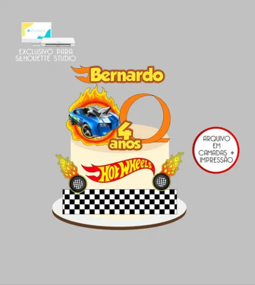 4138 - Arquivo Topo de Bolo Hotwheels