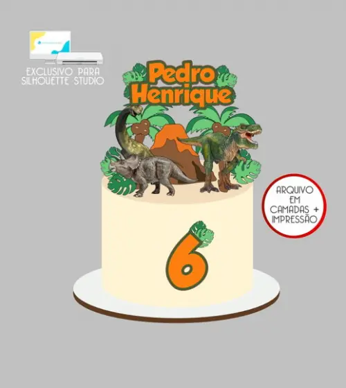 4143 - Arquivo Topo de Bolo Dinossauro Jurassic Park