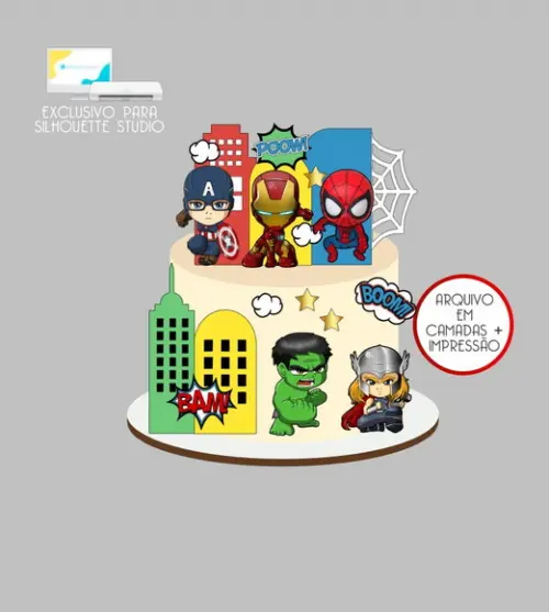 4156 - Arquivo Topo de Bolo Vingadores Baby Super Heróis
