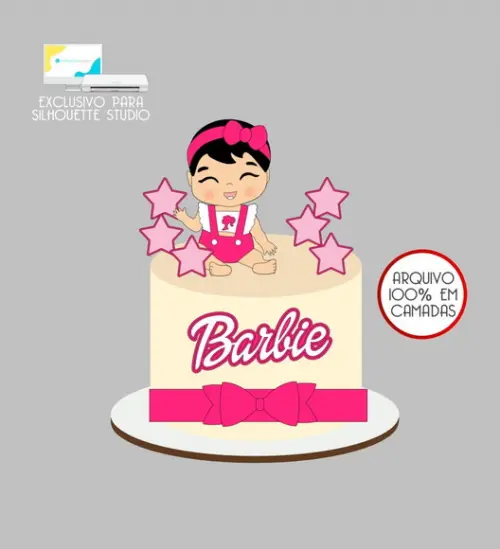 4171 - Arquivo Topo de Bolo Barbie Menina Baby
