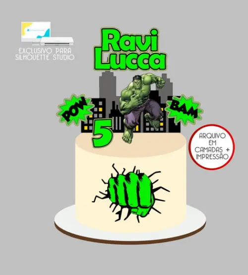 4187 - Arquivo Topo de Bolo Hulk
