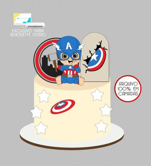 4193 - Arquivo Topo de Bolo Capitão América Baby