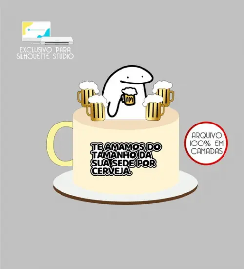 4198 - Arquivo Topo de Bolo Bento Flork Cerveja Boteco