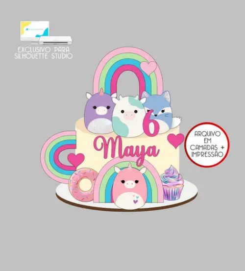 4195 - Arquivo Topo de Bolo Squishmallow