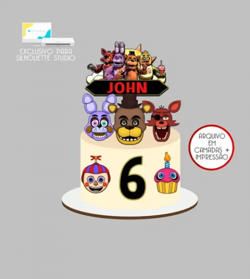 4211 - Arquivo Topo de Bolo Animatronics Five Nights
