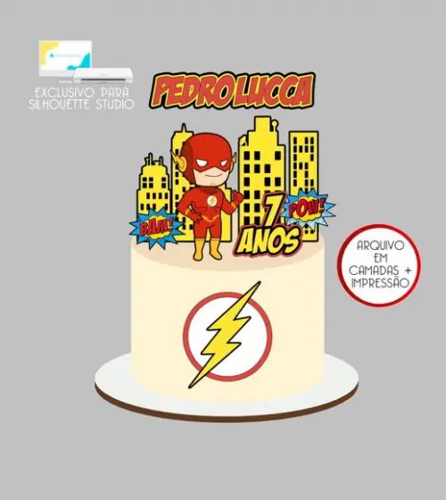 4225 - Arquivo Topo de Bolo Flash Baby