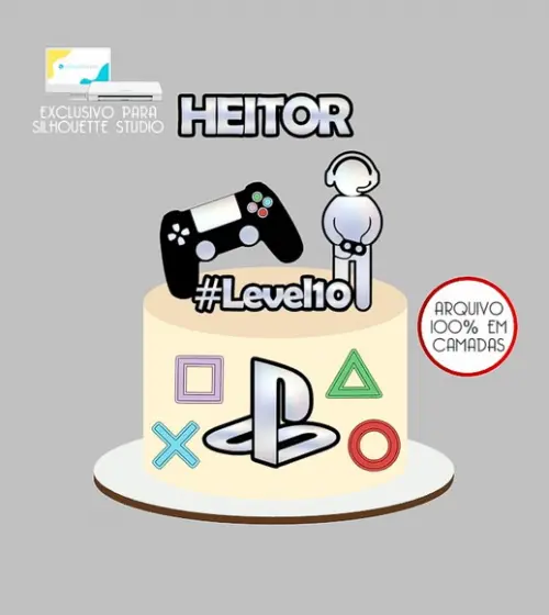 423 - Arquivo Topo de Bolo Video Game Playstation