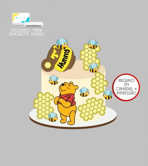 4240 - Arquivo Topo de Bolo Ursinho Pooh