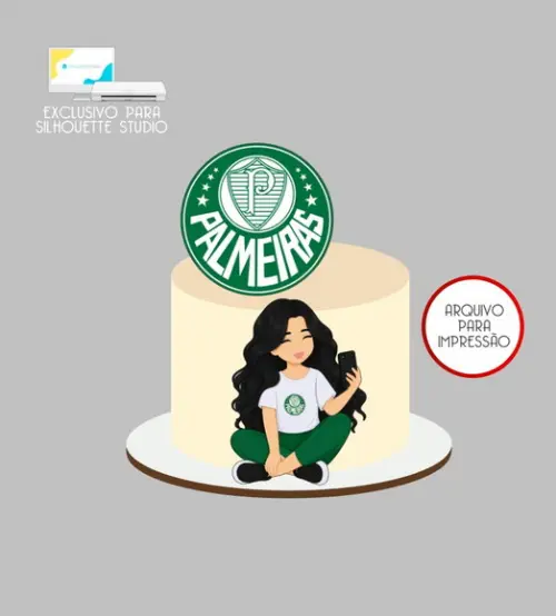 4238 - Arquivo Topo de Bolo Time Palmeiras Menina