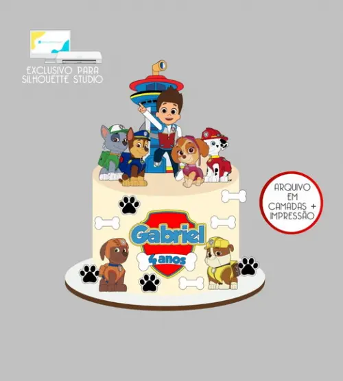 4244 - Arquivo Topo de Bolo Patrulha Canina
