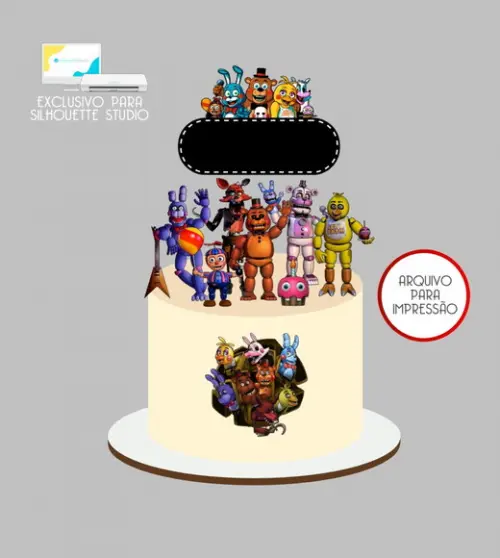 4247 - Arquivo Topo de Bolo Animatronics Five Nights