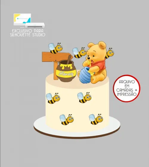 4249 - Arquivo Topo de Bolo Ursinho Pooh