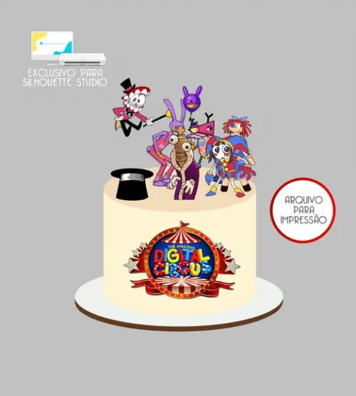 4251 - Arquivo Topo de Bolo Digital Circus